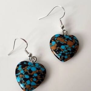 Stone Heart Earrings 925S STERLING POST
